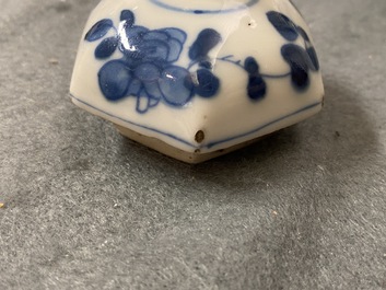 Three Chinese silver-mounted blue and white vases and a teapot, Kangxi